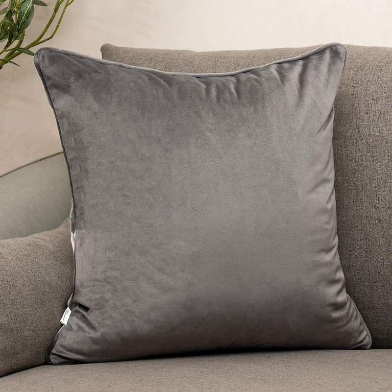 Yangest Silver Grey Square Throw Pillow Cover Wavy Velvet Cushion Cover Modern Zippered Pillowcase for Sofa Couch Bedroom Living Room Chair, 18 x 18 Inch - Image 2
